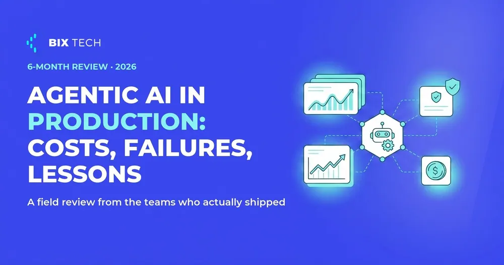 Illustration of an AI agent in production connected to observability, governance and cost-control panels