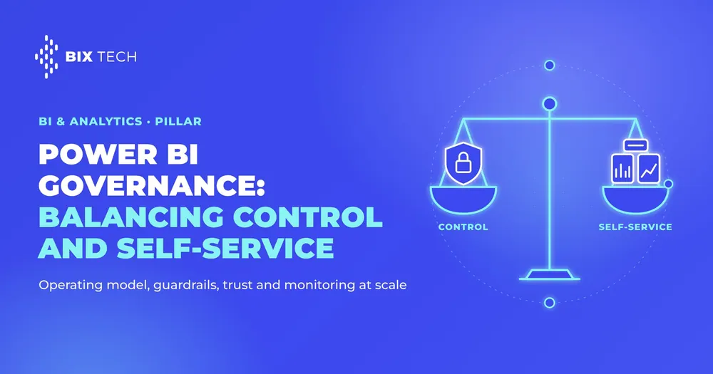 Power BI governance: balancing control and self-service, with a scale weighing control against self-service