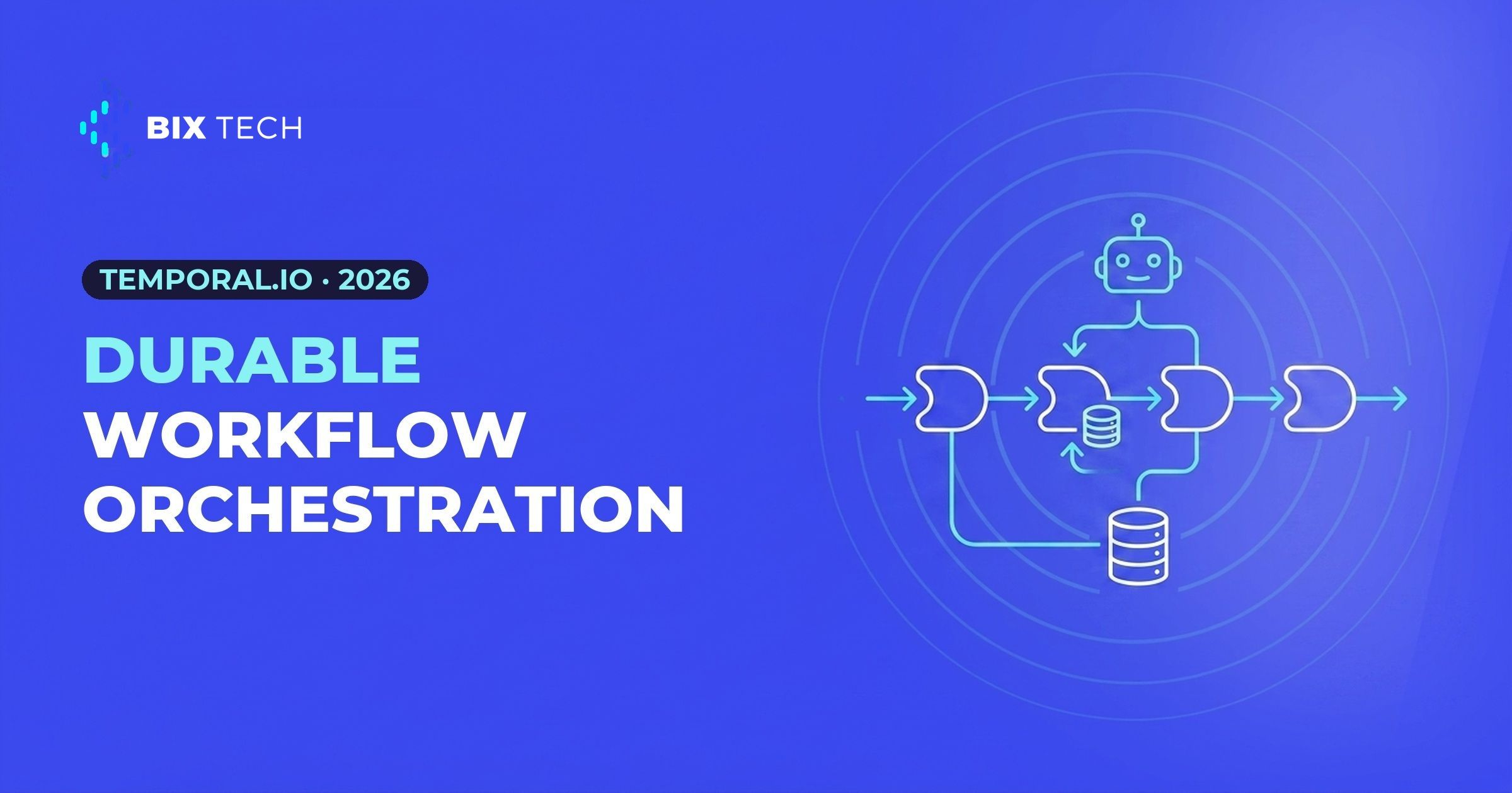 Illustration of a durable workflow with a state checkpoint, a data pipeline, and an AI agent, representing Temporal.io durable workflow orchestration