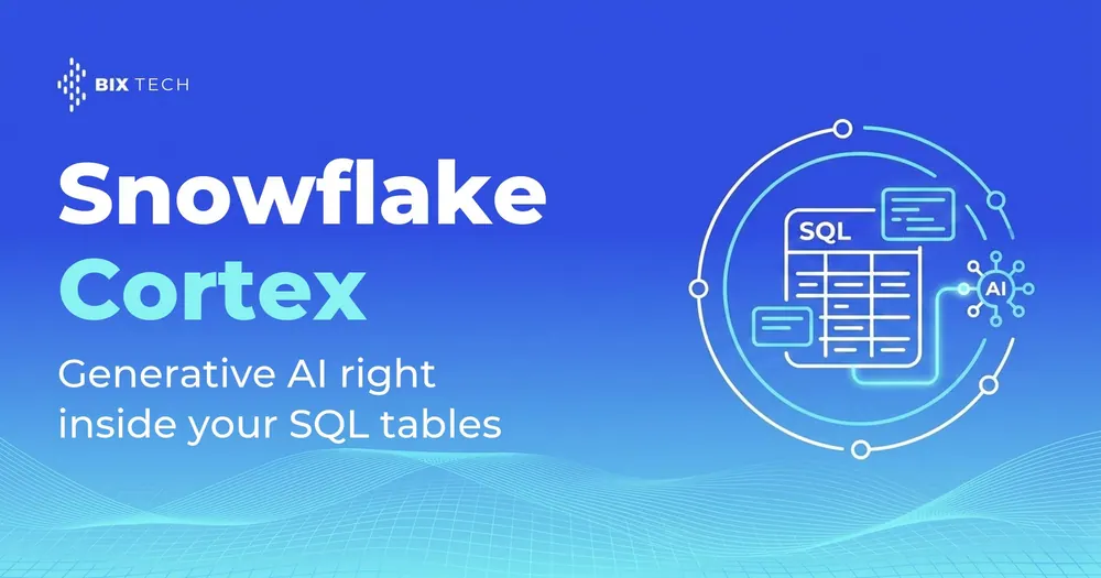 Illustration of a SQL table connected to an AI core, representing Snowflake Cortex running generative AI inside your SQL tables